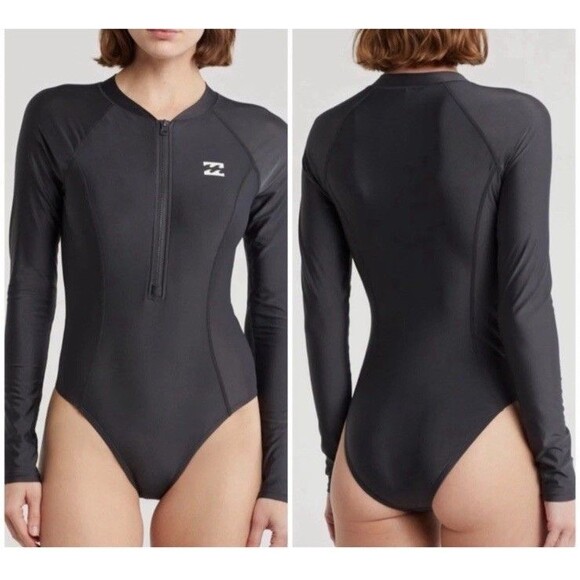 Billabong Beach Babe Surfsuit Long Sleeve Swim Black Rash Guard M NWT - Picture 1 of 1